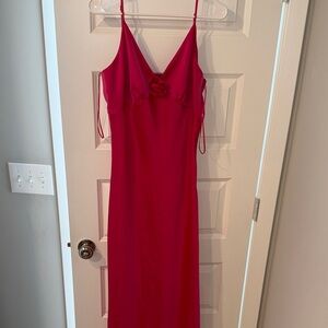 Charles Henry Vibrant Hot Pink Dress Long M Medium straps side zip rose PROM